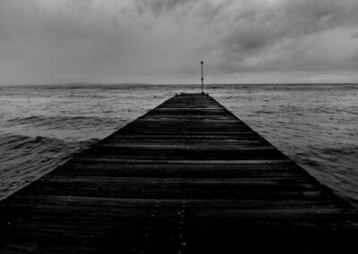 Wooden jetties like this one are a common feature of Mediterranean harbours, built to allow small boats to moor away from the shoreline. This photograph received the Bronze Medal at the Salon des Artistes Français in 2015.